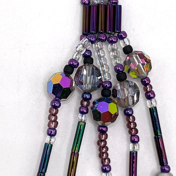 Hand Crafted Contemporary AB Crystal Czech Glass Duster Pierced Earrings - Picture 3 of 11